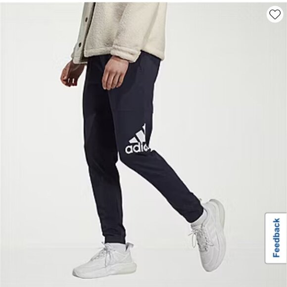 Adidas men's navy essential 100% cotton logo joggers size medium - Picture 2 of 12